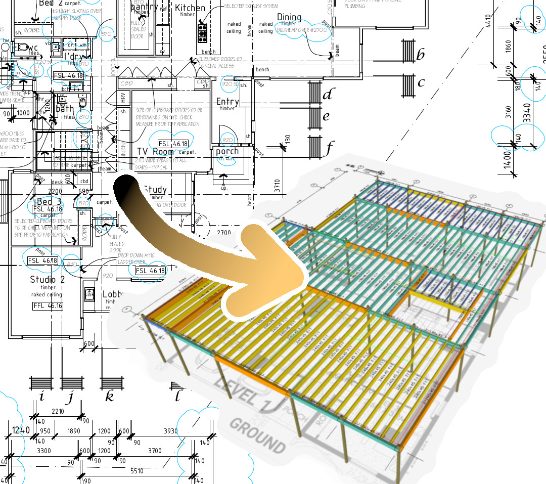 Architectural plans to Timber Framing